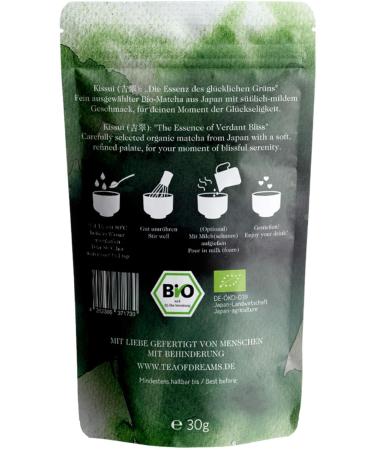 Tea of Dreams Kissui Organic matcha powder for tea and matcha latte premium ceremonial grade from Japan original Kissui green tea 30 g - Buy Online on GoSupps.com
