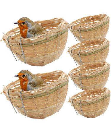 Obelunrp Bird Nest for Wildbird 6pcs 3.9inch Bamboo Woven Nesting Boxes for Wild Birds Hatching Breeding Cave for Parrot Canary or Cockatiel - Buy Online on GoSupps.com