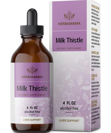 HERBAMAMA Milk Thistle Liquid Drops - Organic Milk Thistle Seed Tincture - Liver Detox - Milk Thistle Liquid Extract Supplement - Alcohol-Free - 4 fl oz 4 Fl Oz (Pack of 1) - Buy Online on GoSupps.com