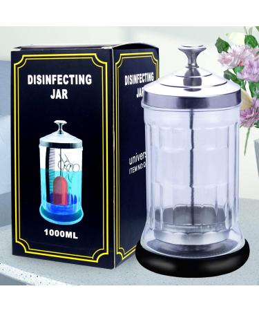 Barber Disinfectant Jar 21 Oz Manicure Sterilizing jar with Removable Basket Manicure Disinfecting Jar for Nail Tool Glass Salon Disinfecting Jar Container for Barber Supplies - Buy Online on GoSupps.com