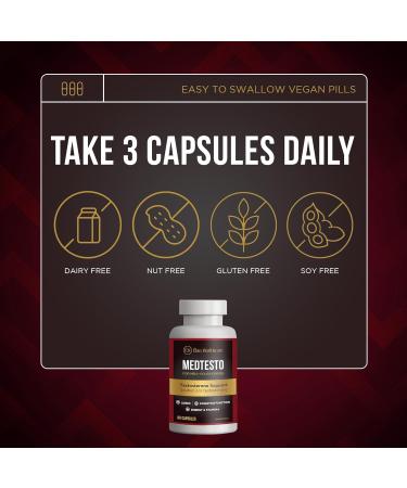 MedTesto Natural Testosterone Booster for Men Estrogen Blocker Male Enhancing Pills Supplement Natural Strength and Energy Muscle Growth Promotes Fat Loss Increase Male Performance 90 Count - Buy Online on GoSupps.com