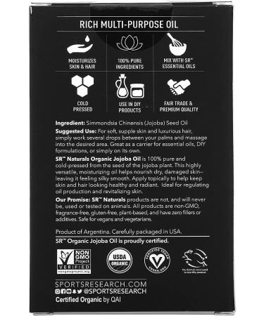 Sports Research Organic Jojoba Oil - Multi-Purpose 4 fl oz | Natural Skincare & Hair Care - Buy Online on GoSupps.com