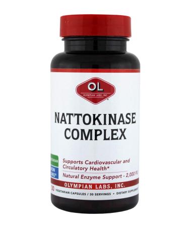 Olympian Labs Nattokinase Complex with Grape Seed Extract Herbal Supplements Superior Heart Health Support - 30 Daily Capsules