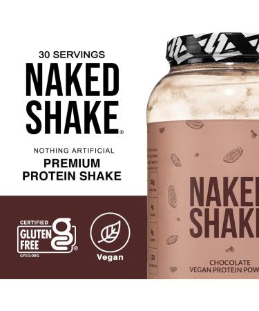 Naked Shake Chocolate Protein Powder - Plant Based, US & Canadian Farms, MCT Oil - Gluten-Free, Soy-Free, No GMOs - 30 Servings - Buy Online on GoSupps.com