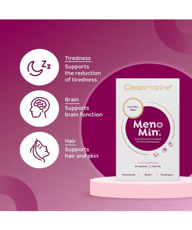 Cleanmarine Menomin Menopause Support 60 Capsules - Daily Nutritional Support for Peri-Menopause and Menopause - Aged 40+ Women - Buy Online on GoSupps.com