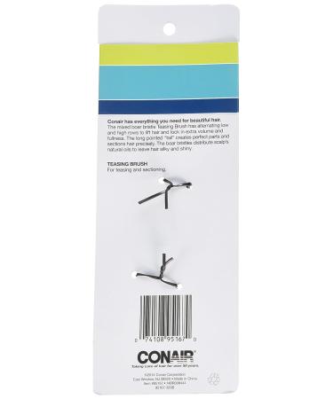 Conair Slim Teasing Hair Brush - Mixed Boar Bristle - Professional Quality - Buy Online on GoSupps.com
