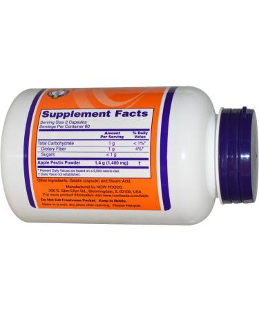 Now Foods Apple Pectin 700mg 120 Capsules - Natural Source of Fiber for Digestive Health - Buy Online on GoSupps.com