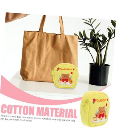 Buy Cabilock Decorative Towel-Storage Bag for Menstrual Taping | Stylish Cotton Cash Bag | 13x13cm Japanese Yellow Design - Buy Online on GoSupps.com