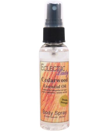 Cedarwood Essential Oil Body Spray (Double Strength) 2 ounces Body Mist for Women with Clean Light & Gentle Fragrance Long Lasting Perfume with Comforting Scent for Men & Women Cologne with Soft 2 Fluid Ounces (Double Strength)