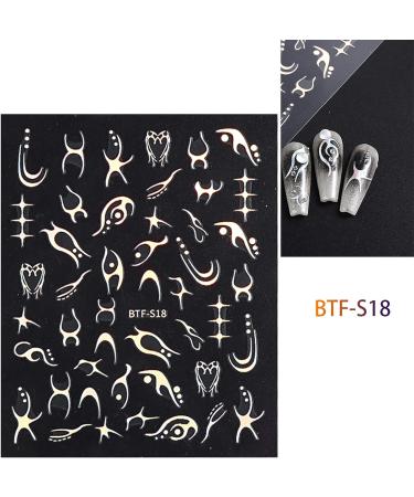 Fuldgaenr Laser Geometric Nail Art Stickers - 4 Sheets Self-Adhesive Decals for DIY Nail Decoration - French Nail Design Spring 03 - Buy Online on GoSupps.com