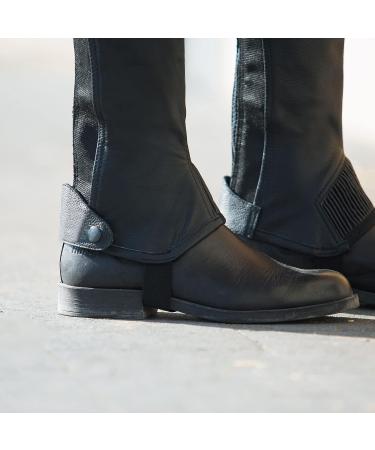 Horze Kids Leather Half Chaps - Elastic Black Small | Lightweight Equestrian Gear - Buy Online on GoSupps.com