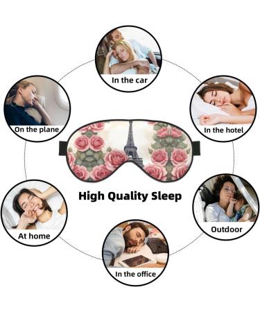 Eiffel Tower Rose Flower Print Eye Mask - Ultra-Soft & Light-Blocking for Optimal Comfort & Restful Sleep - International Shipping Available - Buy Online on GoSupps.com