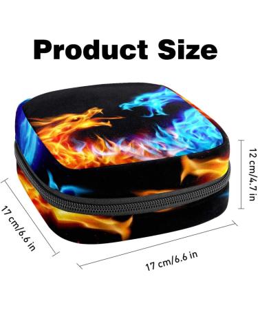 Portable Dragon Motif Storage Bags for Women's Bandages Tampons & Panty Liners - Blue & Red | Ideal for School & Office - Buy Online on GoSupps.com