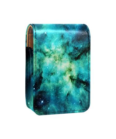 Travel Lipstick Organizer Case Lipstick Case Portable Makeup Bag With Mirror Blue and Green Galaxy Y211o3tylm