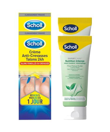 SCHOLL Pack containing 1 anti-cracking heel cream 60 ml + 1 intense nutrition cream 75 ml - pack of 3 packs