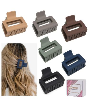 Medium Claw Hair Clips for Women Girls, 2" Matte Rectangle Small Hair Claw Clips for Thin/Medium Thick Hair, Hair Jaw Clips Nonslip Clips (Cool color)