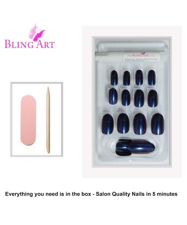 Buy Bling Art Blue Purple Chameleon False Nails - 24 Oval Medium Tips with Glue for Stunning Manicures - International Shipping Available - Buy Online on GoSupps.com