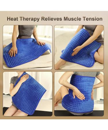 Durpeak Extra Large Heating Pad for Back Pain Relief - Moist Heat Therapy for Shoulders, Neck, Cramps & Arthritis - 17 x 33 - Sapphire Blue - Buy Online on GoSupps.com