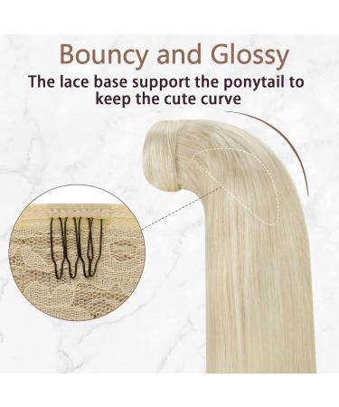 Runatur Real Hair Ponytail Extensions - Blonde 50cm 80g Straight Braid #60 - Premium Quality Human Hair - Buy Online on GoSupps.com