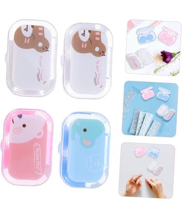 Solustre Cartoon Contact Lens Organizer Travel Case - 4 Box Set with Colorful Design | Perfect for Lens Protection & Care - Buy Online on GoSupps.com