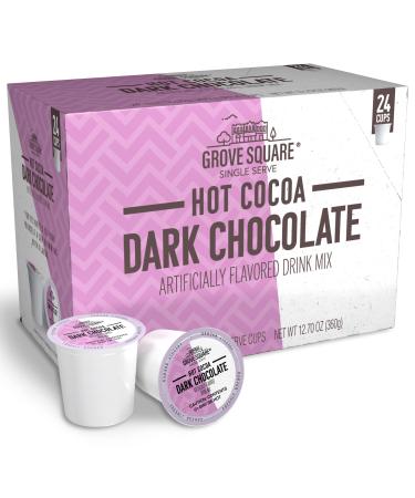 Grove Square Hot Cocoa Pods, Dark Chocolate, Single Serve (Pack of 24) (Packaging May Vary) Dark Chocolate 24 Count (Pack of 1)
