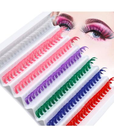 Sibba Colored Lashes Cluster 14MM Individual False Lashes Wispy & Curl Eyelashes DIY Eyelashes Extension at Home 140Pcs Colorful Cluster Eyelashes
