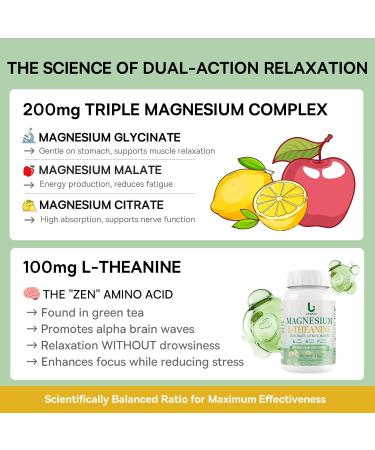 Triple Magnesium Complex with L-Theanine | 200mg Magnesium (from Glycinate, Malate, Citrate) + 100mg L-Theanine | Sleep & Stress Relief Supplement | 90 Capsules 90 Count (Pack of 1) - Buy Online on GoSupps.com