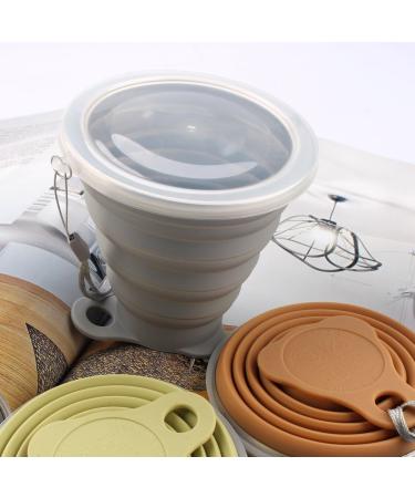 ME.FAN Silicone Collapsible Travel Cup 4 Pack - Portable 9.22oz Folding Camping Cup Set with Lids - Graduated Design in Powderblue, Light Gray, Yellow Green, Light Brown - Buy Online on GoSupps.com