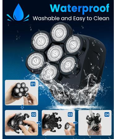 Head Shavers for Bald Men - 6-in-1 Electric Razor with LED Display & Waterproof Design - Rechargeable 7D Rotary Grooming Kit - Perfect for Dry/Wet Use - Buy Online on GoSupps.com