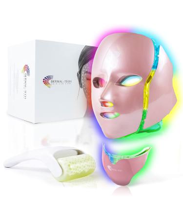 Light Therapy Face Mask Rejuvenation FDA Cleared PDT 8-in-1 LED Facial Red Light Therapy Face & Neck Lift & Tightening Machine, Anti Aging, Dark Spot Remover Device + Ice Roller for Face (Rose Gold) (Rose Gold) 8-in-1 Ligh…