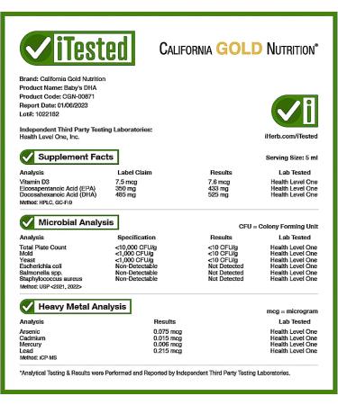 California Gold Nutrition Baby's DHA Omega-3 with Vitamin D3 1050mg 2 fl oz (59 ml) - Buy Online on GoSupps.com