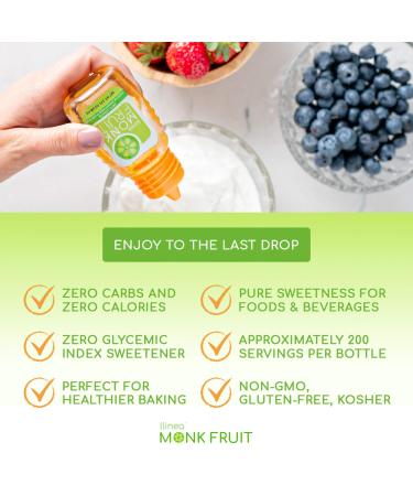 LLINEA Monk Fruit Sweetener - 2-Pack - 200 Servings, 6 Drops = 1 Tsp Sugar - Zero Calories, Carbs - Gluten-Free, Non-GMO - For Coffee, Tea, Smoothies & More - 2 Fl Oz - Buy Online on GoSupps.com