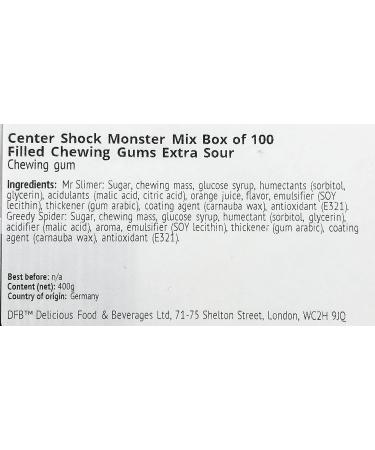 Center Shock Monster Mix Box of 100 Filled Chewing Gums Extra Sour - imported by DFB Orange - Buy Online on GoSupps.com