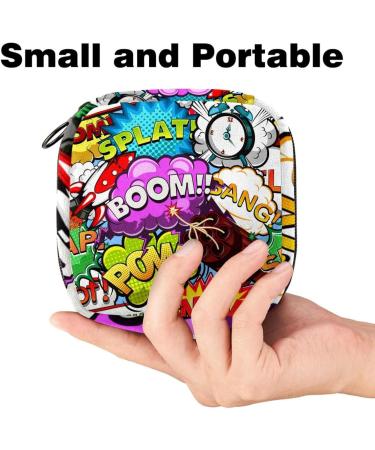 Portable Menstrual Cup & Sanitary Napkin Storage Bag - Rocket Alarm Comic Bubbles Design | Ideal for Teen Girls & Women - Buy Online on GoSupps.com