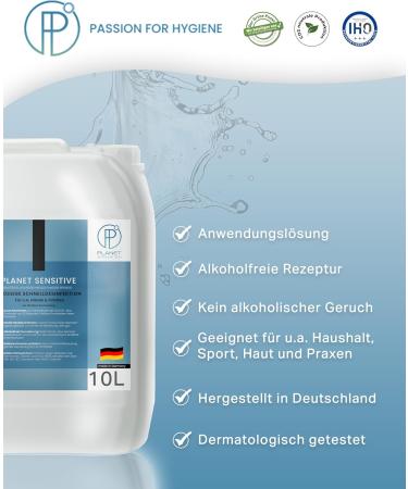 Buy Planet Sensitive - 10L Non-Alcoholic Disinfectant for Hands & Surfaces | Halal & Kosher | Effective Against Bacteria Viruses Mold & More - Buy Online on GoSupps.com