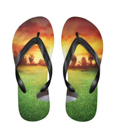 Mnsruu Sport Golf Ball Sunset Flip Flops Flip Sandals Home Slippers Hotel Spa Bedroom Travel XXL for Men Women