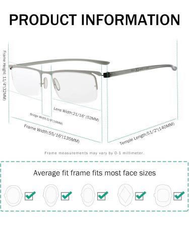 Eyekepper 3 Pack Lightweight Half Frame Stylish Reading Glasses for Men & Women - Silver +0.75 | International Shipping Available - Buy Online on GoSupps.com
