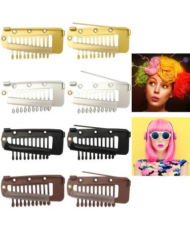 8Pcs Chunni Clips With Safety Pins Dupatta Clips With Safety Pin Sturdy 10-Tooth Wig Clips for Hair Extensions and fixed Dupatta Muslim Hijab Tikka
