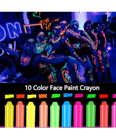 Glow in the Blacklight UV Face Paint for Kids & Adults | Fluorescent Body Painting Makeup Kits for Parties Halloween & Outdoor Fun - Buy Online on GoSupps.com