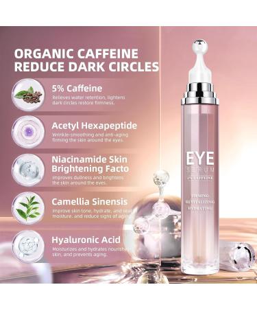 Caffeine Eye Cream for Puffiness and Dark Circles Eye Roller Cream Anti-Aging Eye Serum with 360 Massage Ball to Reduce Puffiness Wrinkles and Fine Lines - Buy Online on GoSupps.com