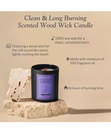 Shop 100% Soy Wax Scented Candles - 8oz Wood Wick Lavender Aromatherapy | Long-Lasting Gift for Men & Women - Buy Online on GoSupps.com