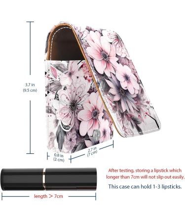 Buy Cherry Blossom Pink Leather Lipstick Case with Mirror - Mini Lip Gloss Organizer for Travel | Ideal Gift - Buy Online on GoSupps.com