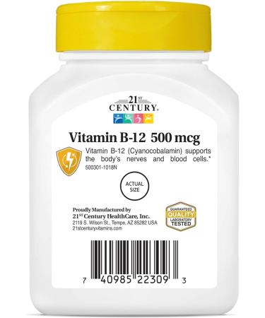 21st Century B-12 500 mcg Tablets 110-Count - Pack of 2 | Energy & Immune Support - Buy Online on GoSupps.com