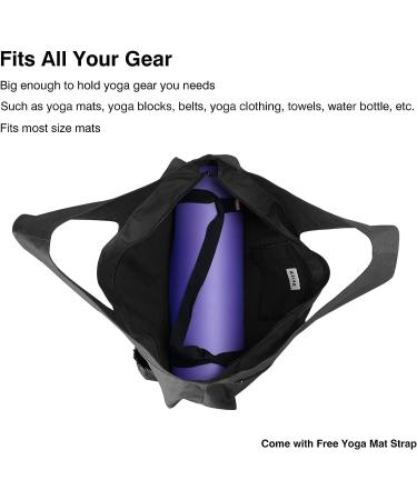 KUAK Large Yoga Mat Bag with Full Zipper Closure & 5 Pockets - Durable Yoga Mat Tote Sling for Women, Fits Most Size Mats - Black - Buy Online on GoSupps.com