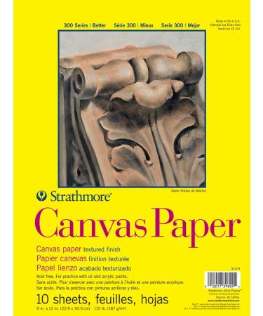 Strathmore 300 Series Canvas Paper Pad  Glue Bound  9x12 inches  10 Sheets (115lb/187g) - Artist Paper for Adults and Students - Acrylic and Oil Paints White 9x12 - Buy Online on GoSupps.com