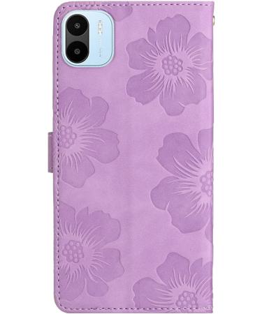 Folding Envelope with Flower Pattern for Redmi A1 - PU Leather Protective Cover with Stand Card Compartments Hand Loop & Magnetic Closure Violet - Buy Online on GoSupps.com