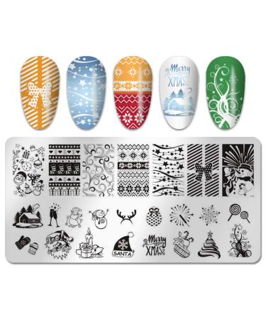 Christmas Nail Stamping Plate Set - Snowflake Elk Winter Stencils for Holiday Manicure - Buy Online on GoSupps.com