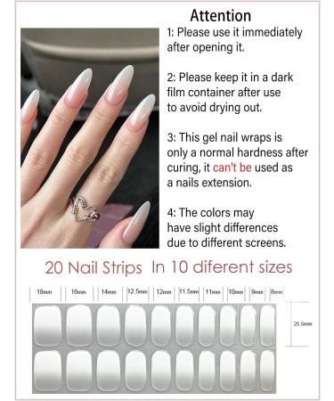  Wahrshei Wahrshei 23 x White Gradient Gel Nail Stickers Semi-Cured Gel Nail Stickers - Buy Online on GoSupps.com