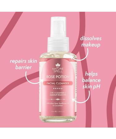 Nature Spell Gentle Foaming Face Cleanser & Makeup Remover 100 ml Face Wash for all Skin Types - Infused with Aloe Vera & Rose Water - 100% Vegan Made In The UK - Buy Online on GoSupps.com