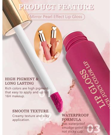 Hydrating Tinted Lip Gloss - High Pigmented Waterproof Lip Stain Glossy Pink Liquid Lipstick Long-lasting Color Stay Lip Oil Perfect Makeup Gift for Women - 1 Pcs - Buy Online on GoSupps.com